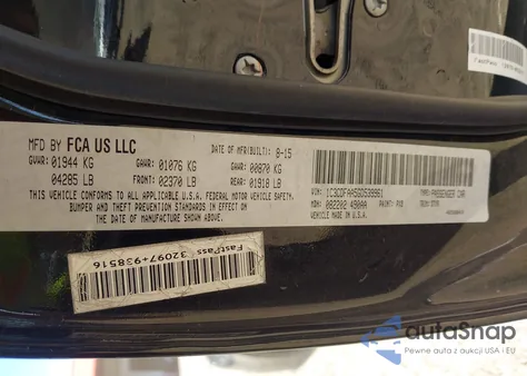 2016 Dodge Dart Se from USA, damaged, VIN 1C3CDFAA5GD539961